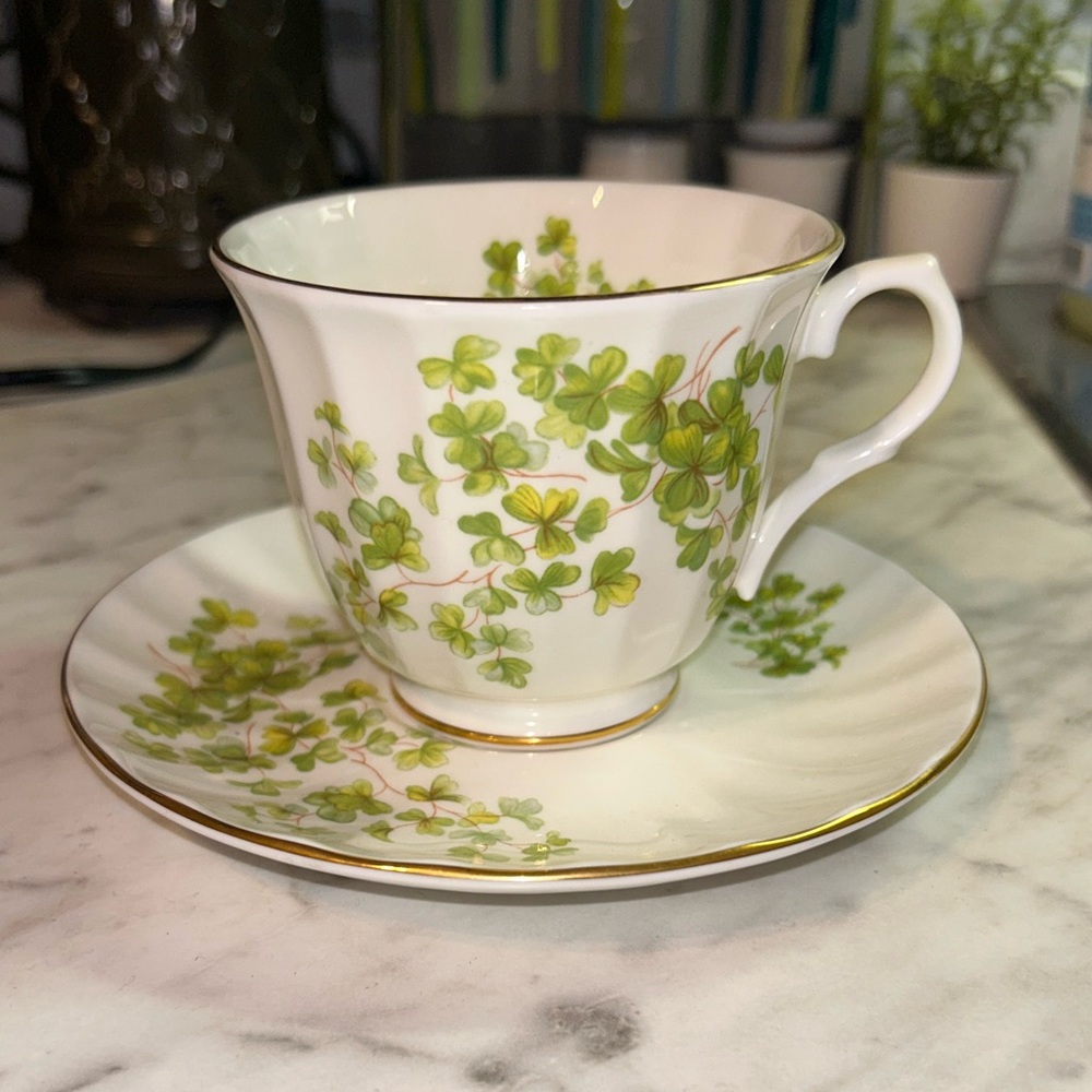 Shamrock china cup and plate